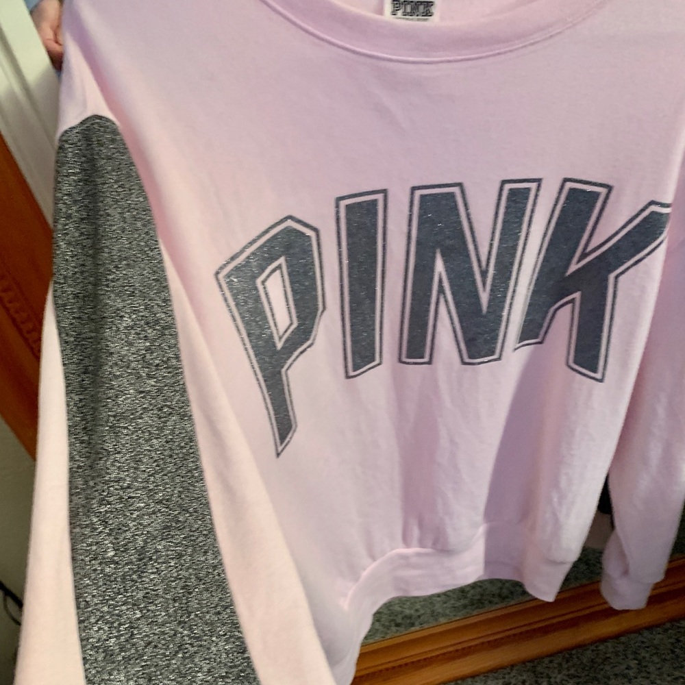 Pink and gray metallic bling sweatshirt
